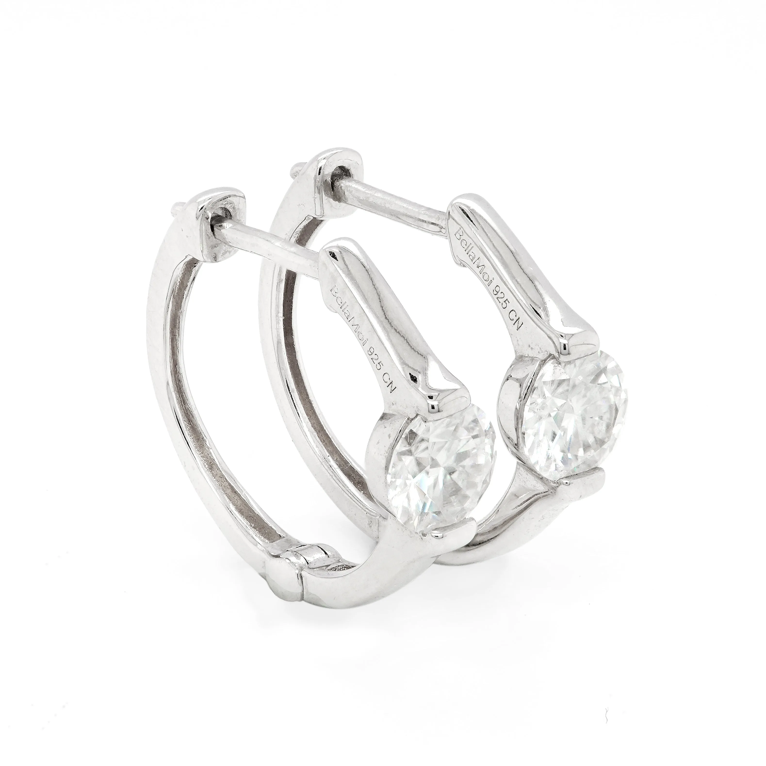 1.00 d.e.w cts 5 mm Round Moissanite Hoop Earrings