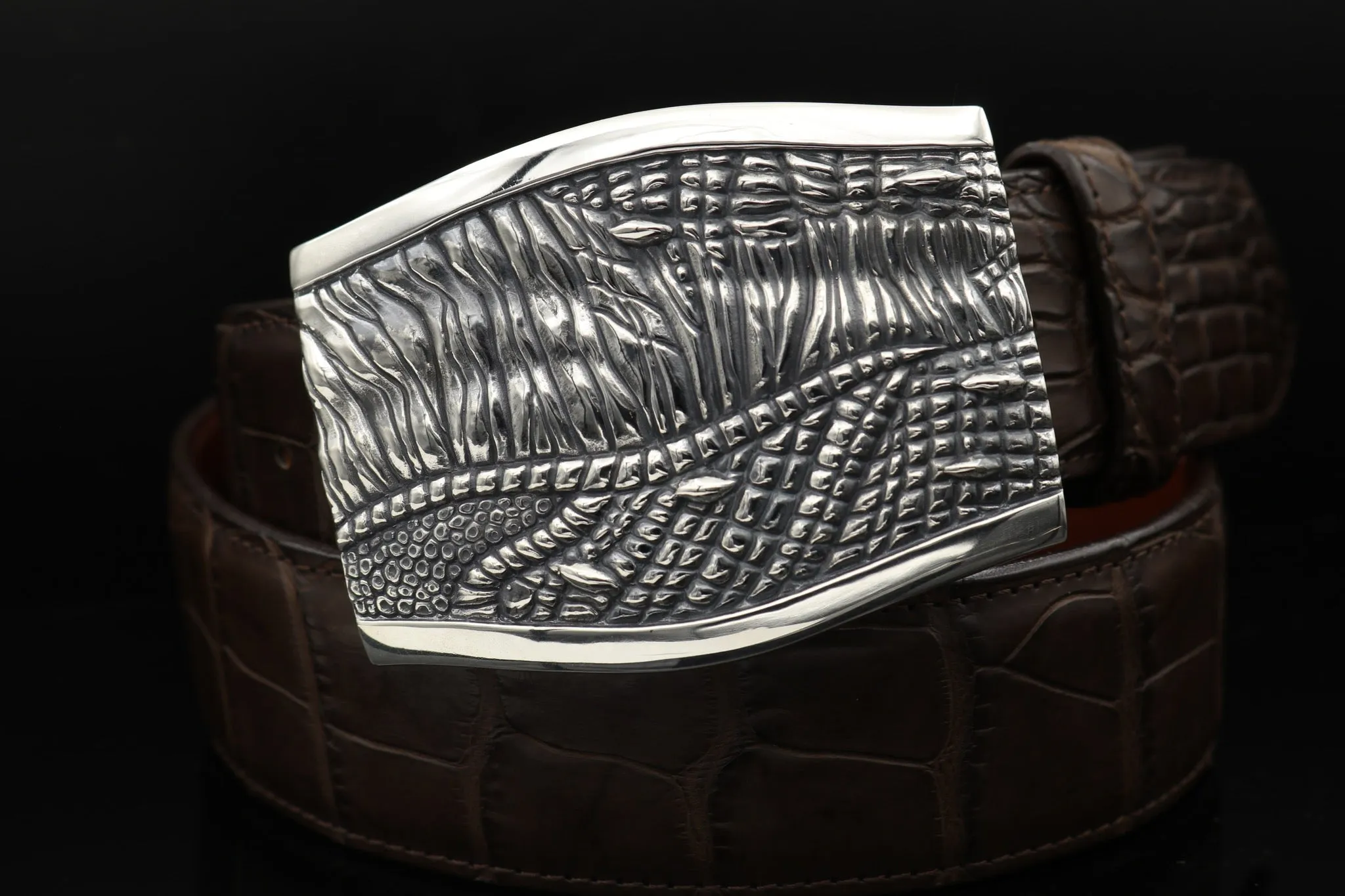 #1388 T-Rex Skin Larger Plaque Buckle, 1.5"
