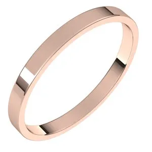 14K Rose 2 mm Flat Ultra-Light Band Size 6
