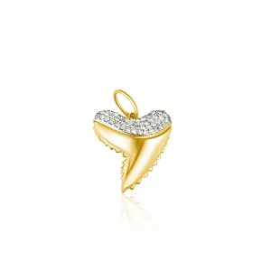 14KT Gold Diamond Shark Tooth Pendant Charm