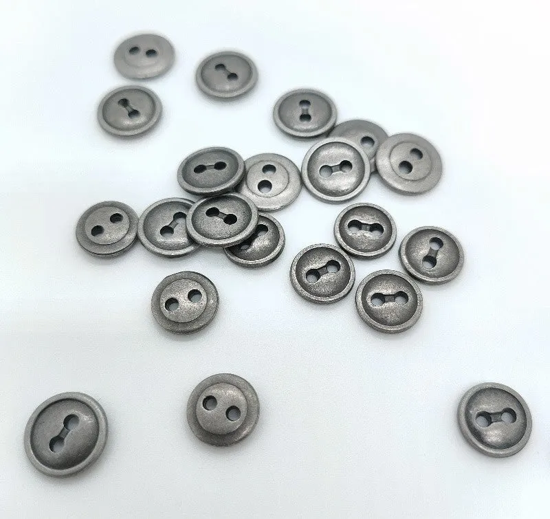 16/18L Antique Silver Zinc Alloy Round 2-Hole Buttons 50pcs