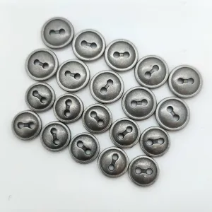 16/18L Antique Silver Zinc Alloy Round 2-Hole Buttons 50pcs