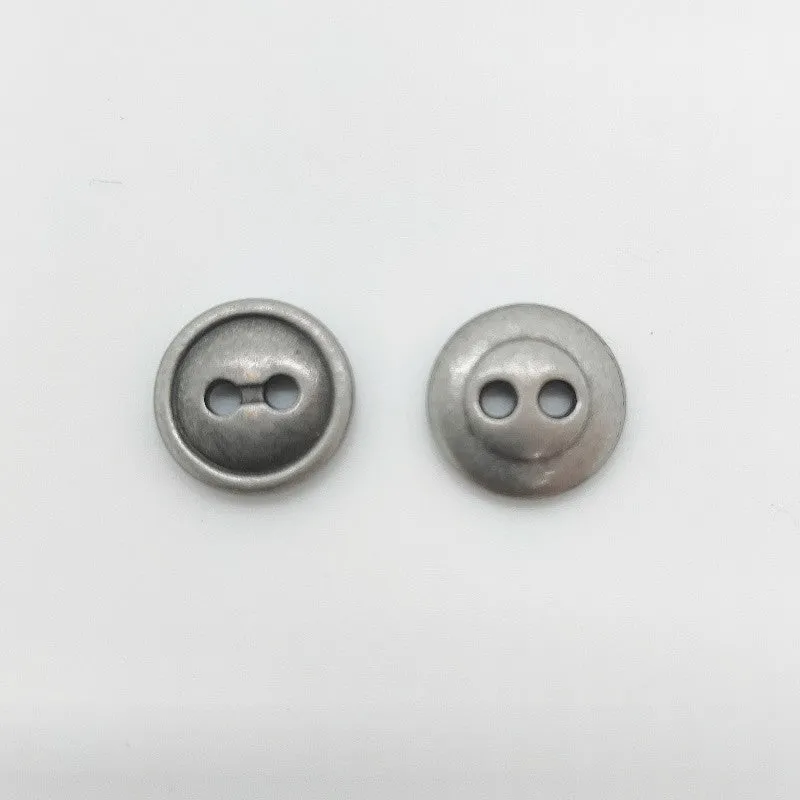 16/18L Antique Silver Zinc Alloy Round 2-Hole Buttons 50pcs