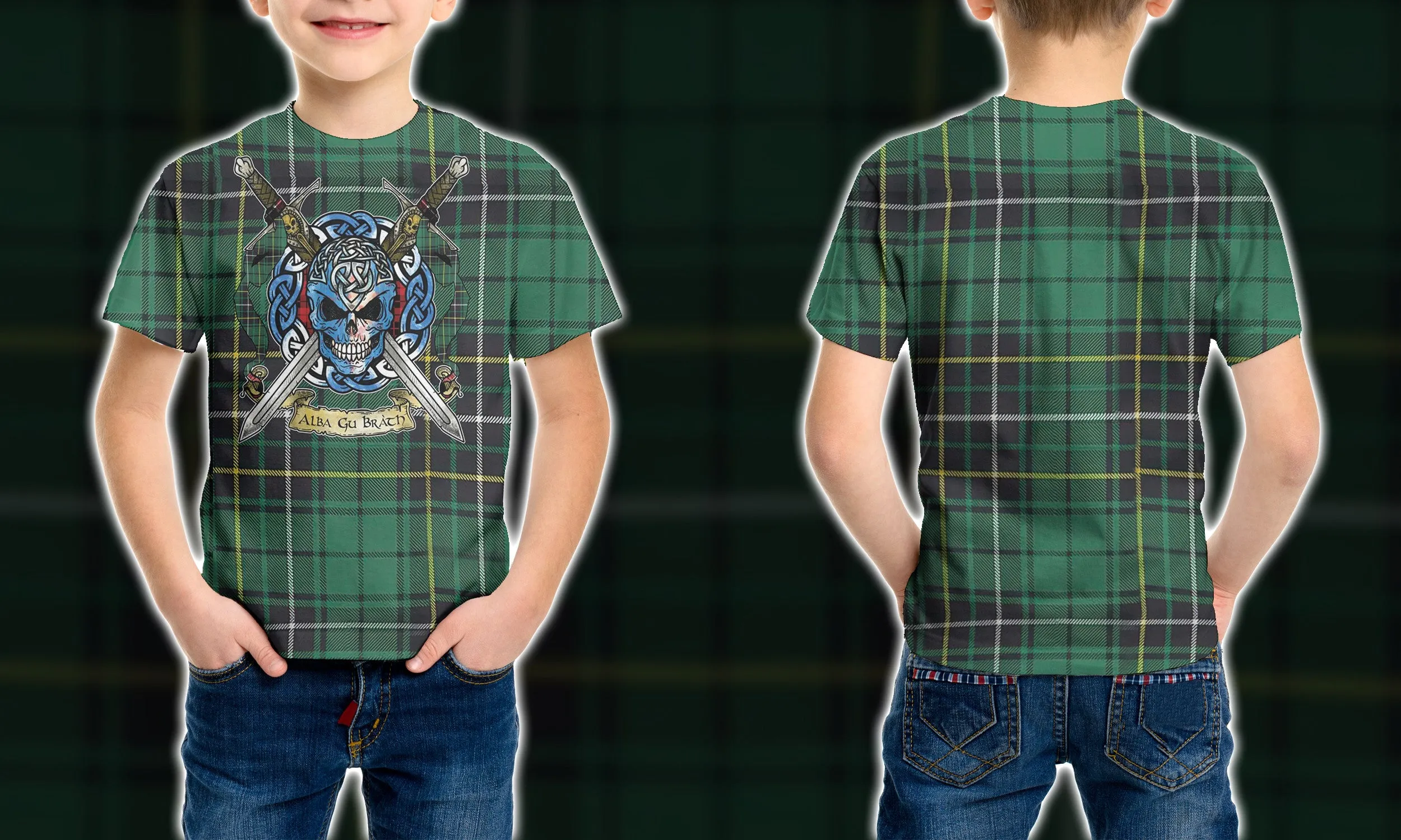 1st Scotland MacAlpine Ancient Tartan Celtic Scottish Warrior Kid Tshirt QT210512