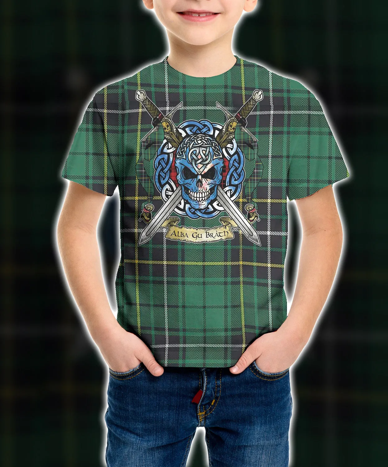 1st Scotland MacAlpine Ancient Tartan Celtic Scottish Warrior Kid Tshirt QT210512