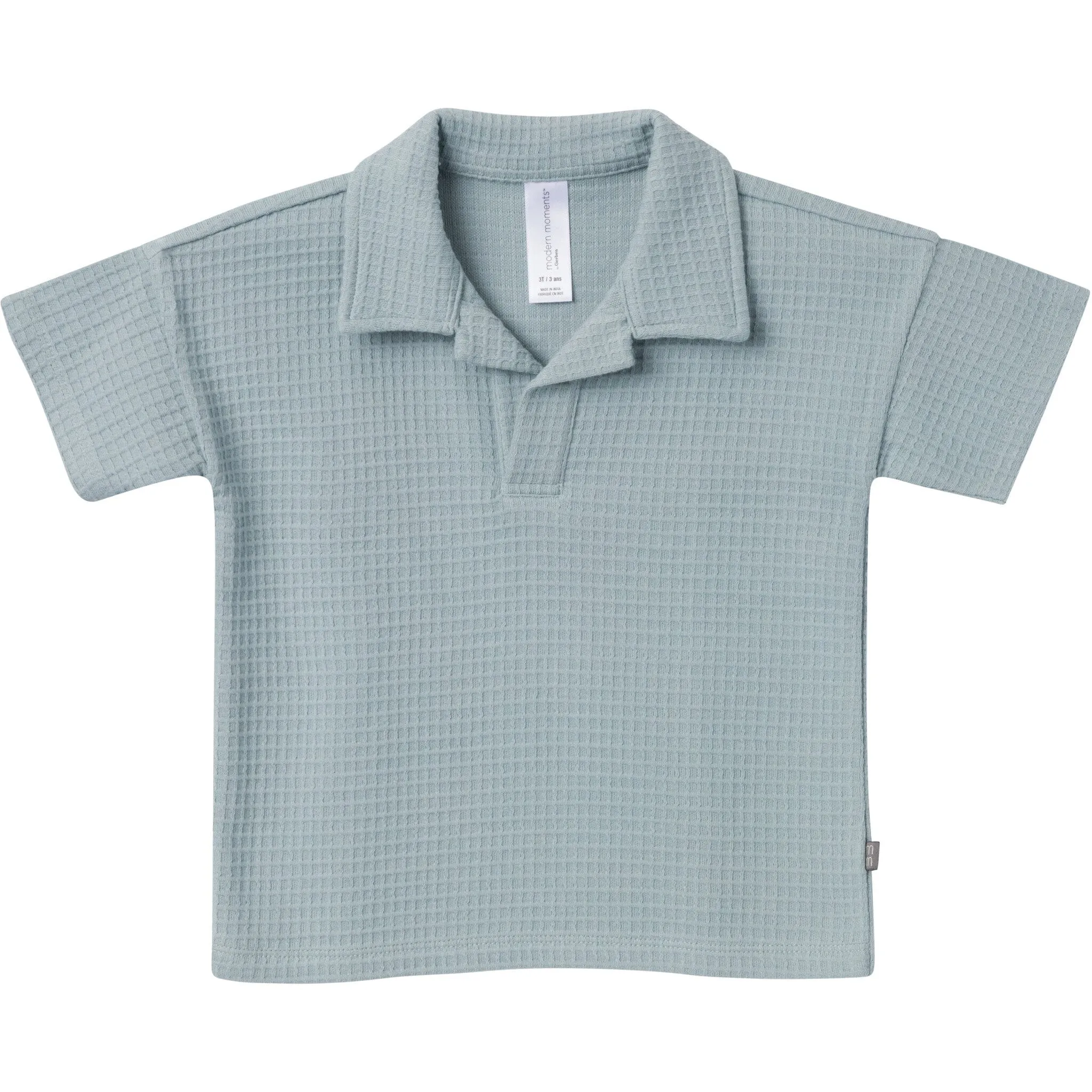 2-Piece Toddler Boys Teal Johnny Collar Shirt and Shorts Set