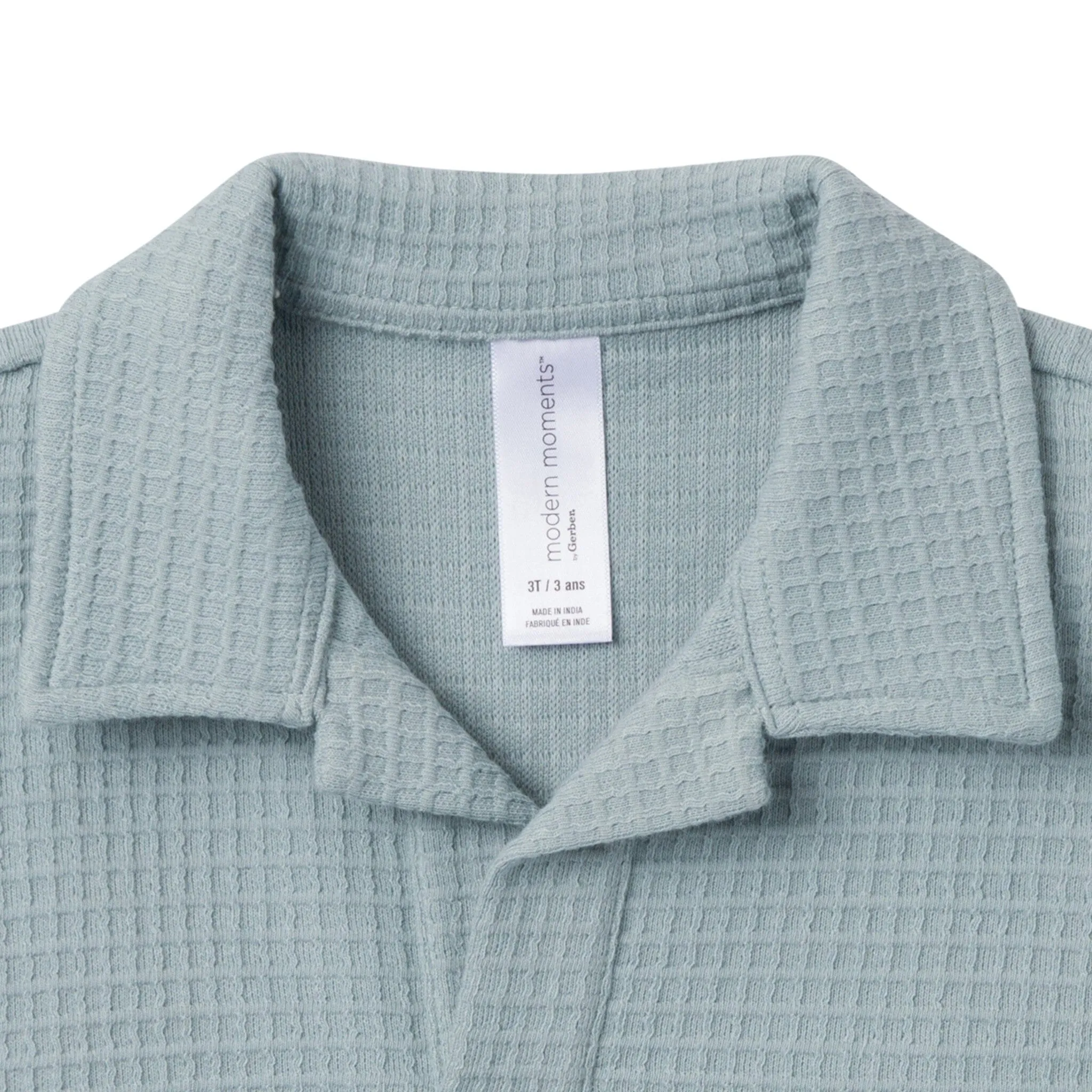 2-Piece Toddler Boys Teal Johnny Collar Shirt and Shorts Set