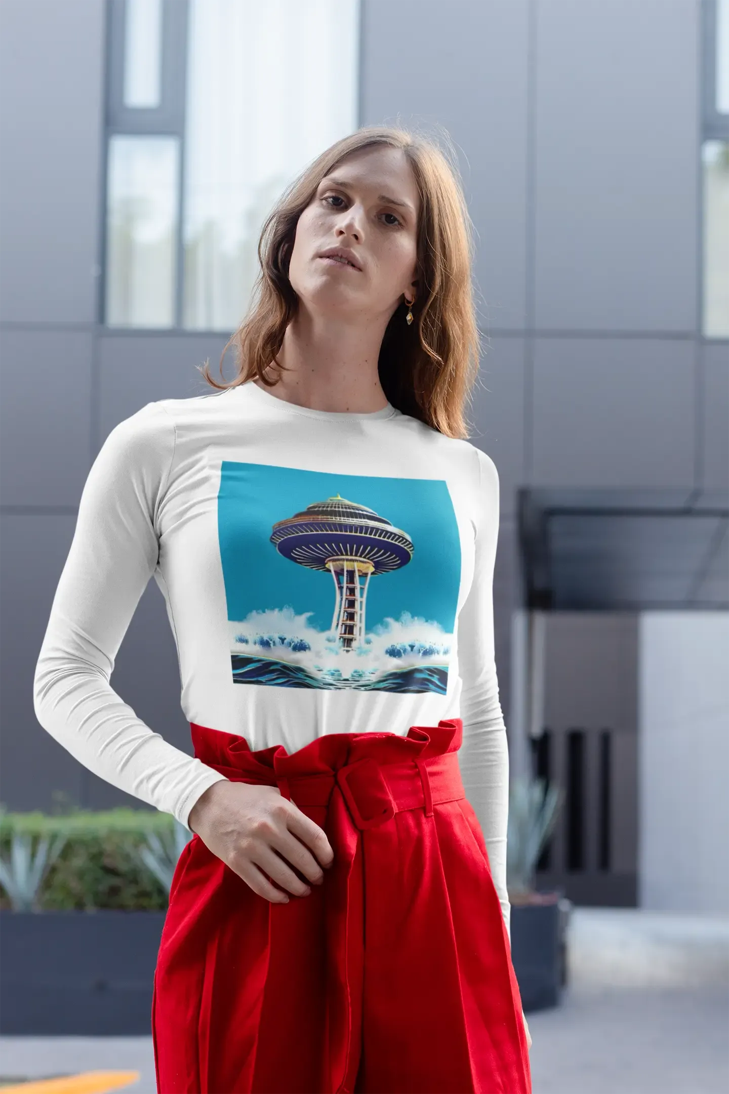 2050 Space Needle Long Sleeve T-Shirt