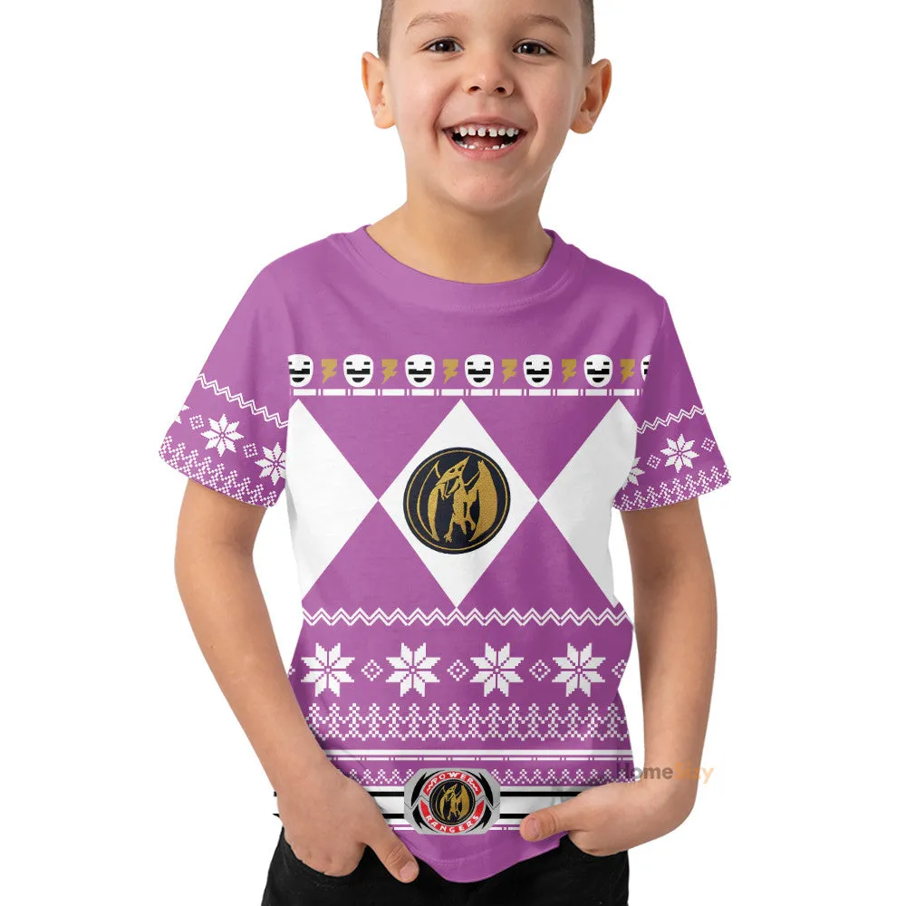 3D Pink MIGHTY MORPHIN Power Ranger Ugly Custom Kid Tshirt QT306021Hc