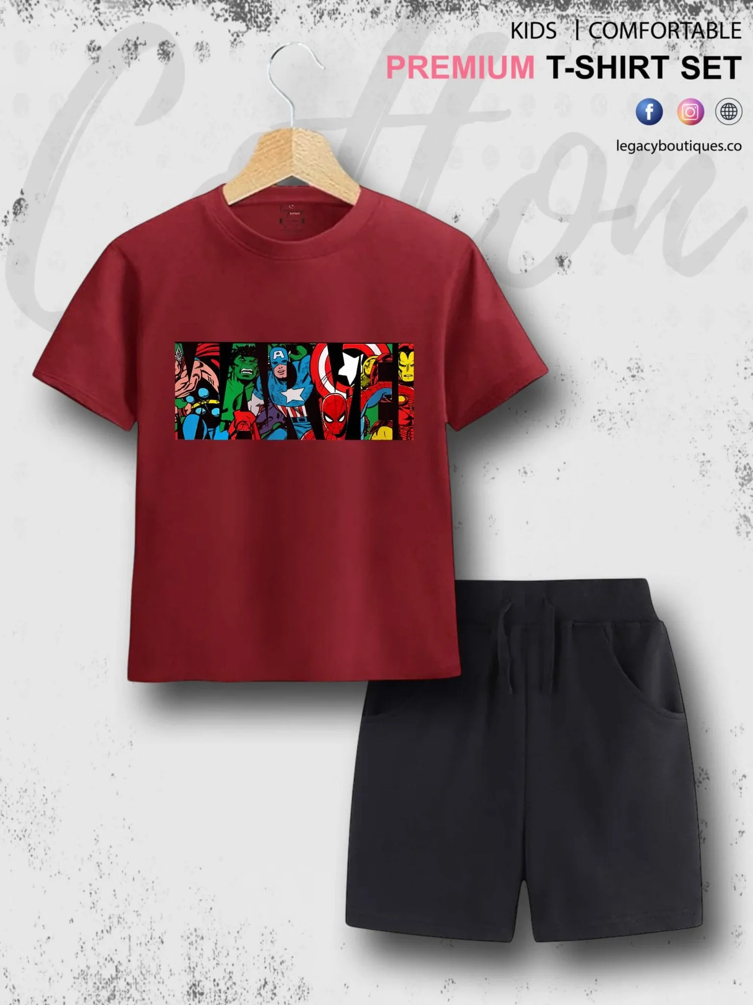6 Month To 6 Year Babies Marvel Characters Print Good Quality T-shirt Set