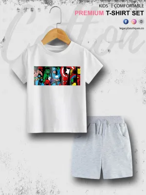 6 Month To 6 Year Babies Marvel Characters Print Good Quality T-shirt Set