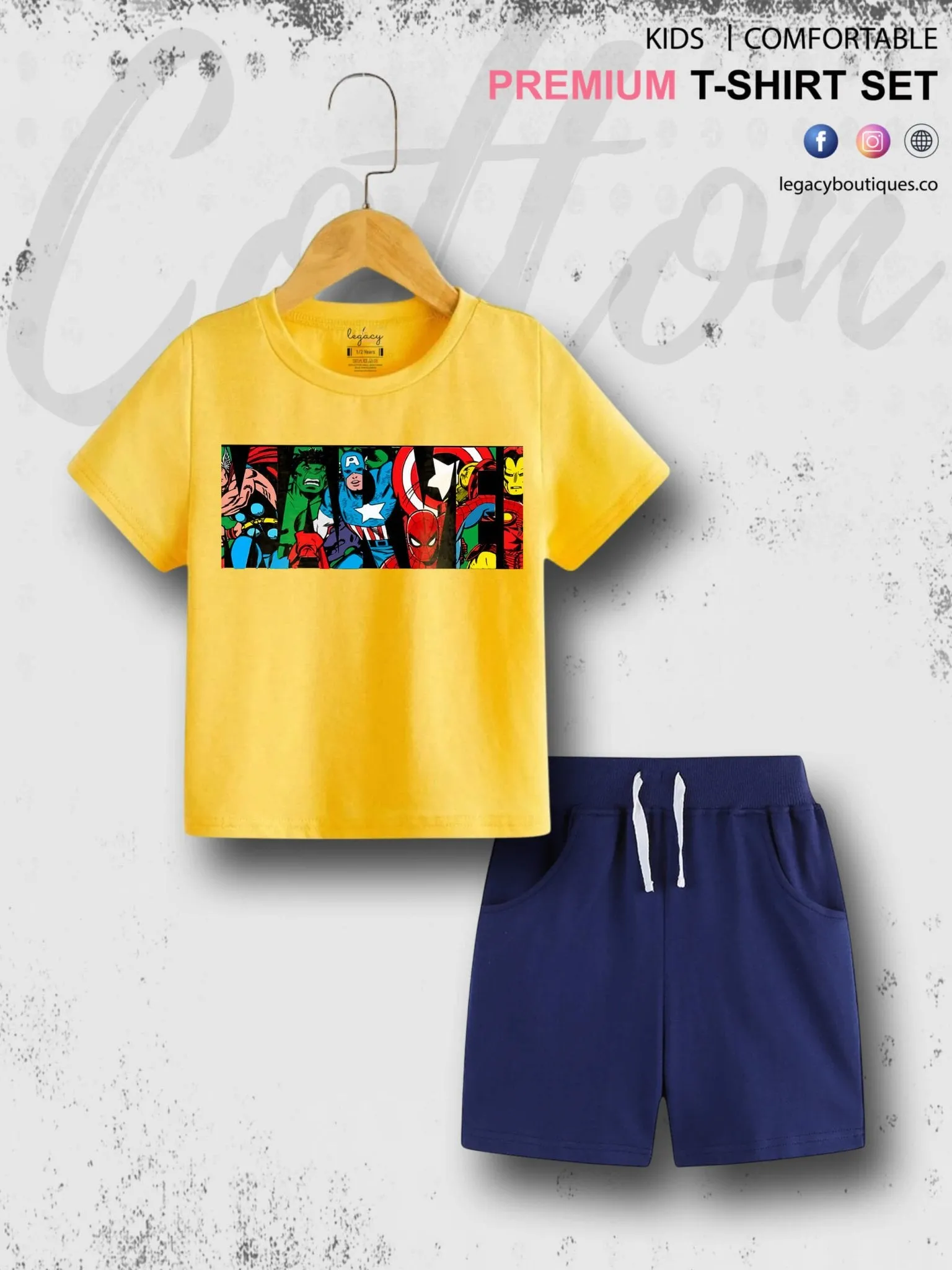 6 Month To 6 Year Babies Marvel Characters Print Good Quality T-shirt Set