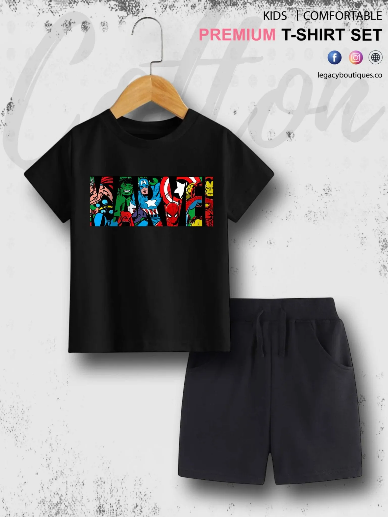 6 Month To 6 Year Babies Marvel Characters Print Good Quality T-shirt Set