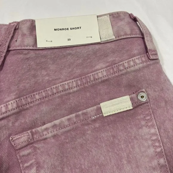 7 For All Mankind Pink Denim Distressed Shorts The Monroe NWT