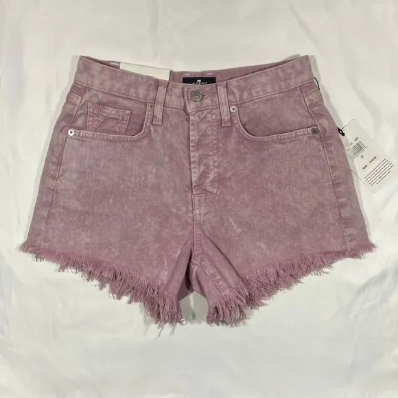 7 For All Mankind Pink Denim Distressed Shorts The Monroe NWT