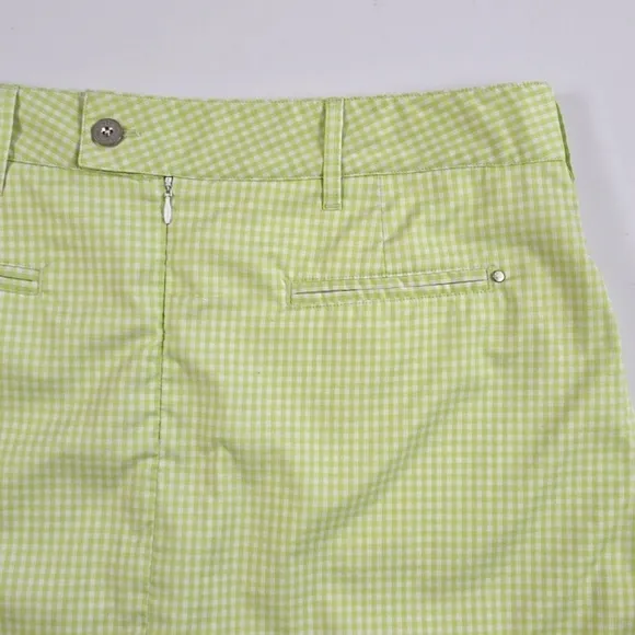 Abacus Women's Skirt Skort Lime Green White Micro Plaid Stretch Size 42/12 Reg