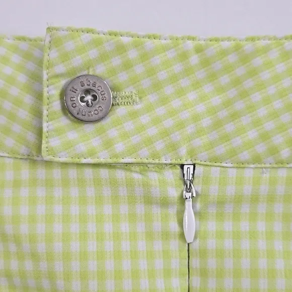 Abacus Women's Skirt Skort Lime Green White Micro Plaid Stretch Size 42/12 Reg