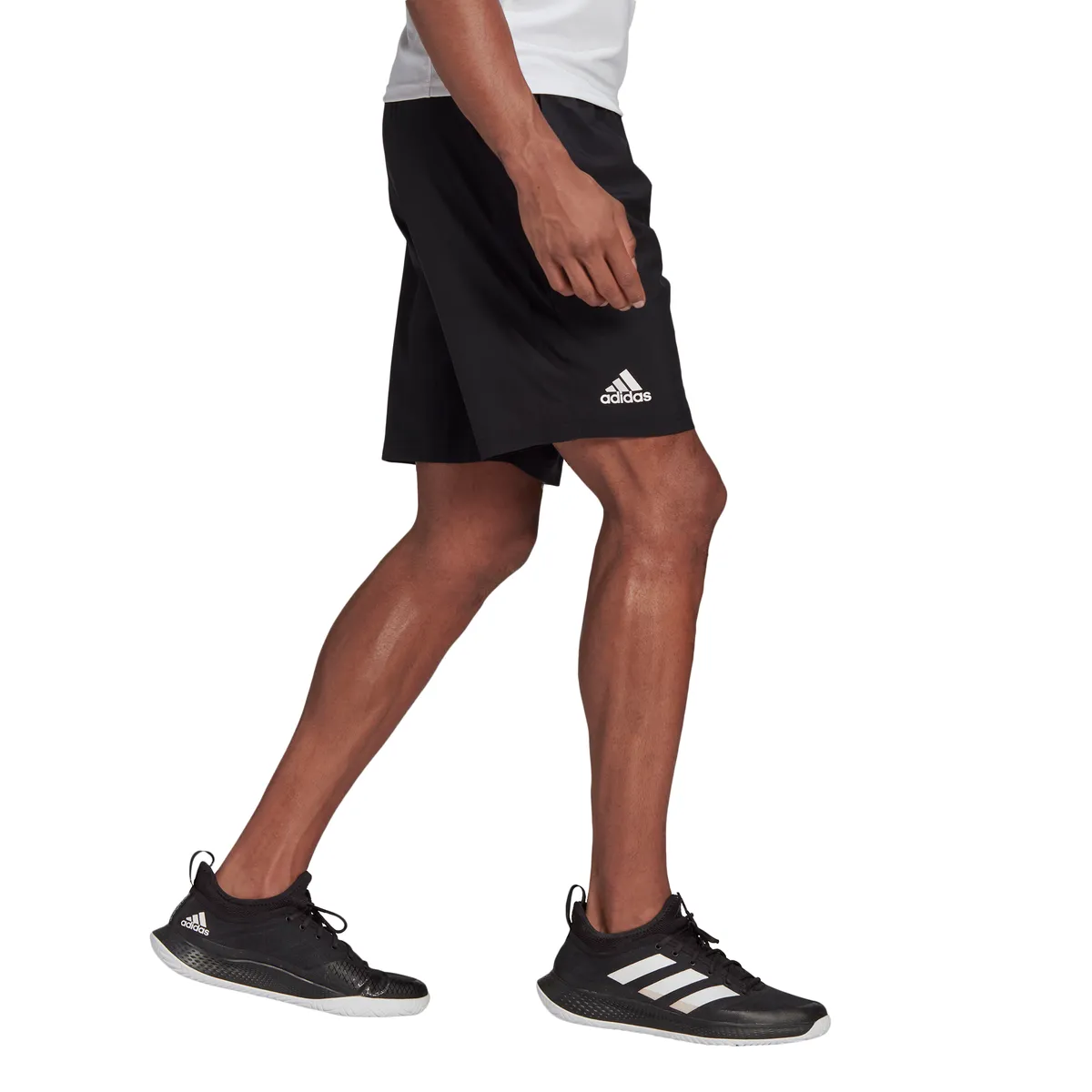 adidas Men's Stretch Woven Club Short 7-Inch (Black/White)