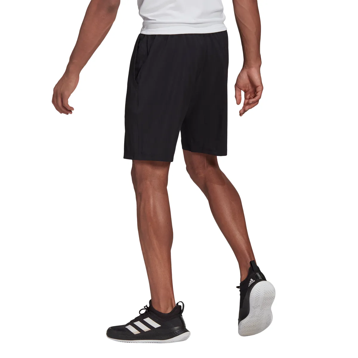 adidas Men's Stretch Woven Club Short 7-Inch (Black/White)