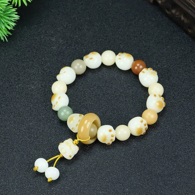 Adorable Cat Paw Bodhi Seed Beaded Bracelet for Women