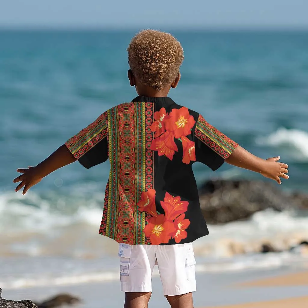 Afro Beauty Clivia Miniata Flowers Kid Hawaiian Shirt LT9