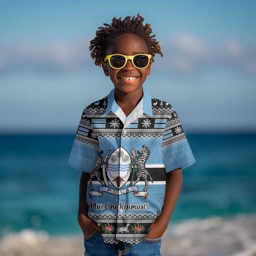 Afro Botswana Christmas Kid Hawaiian Shirt Coat Of Arms - African Pattern LT15