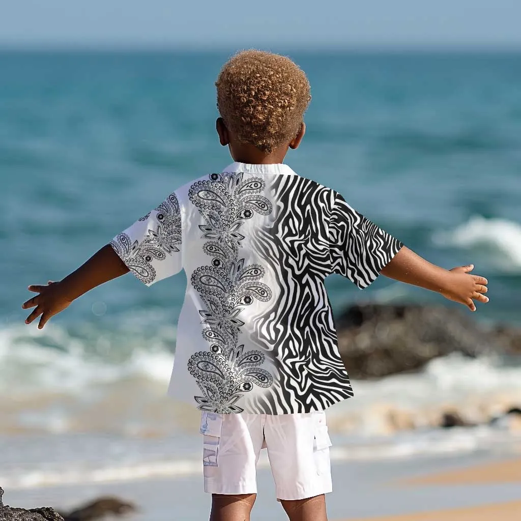 Afro Zebra Mix Paisley Tribal Pattern Kid Hawaiian Shirt LT9