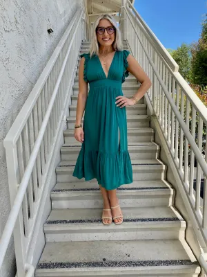 Alora Midi Dress in Green
