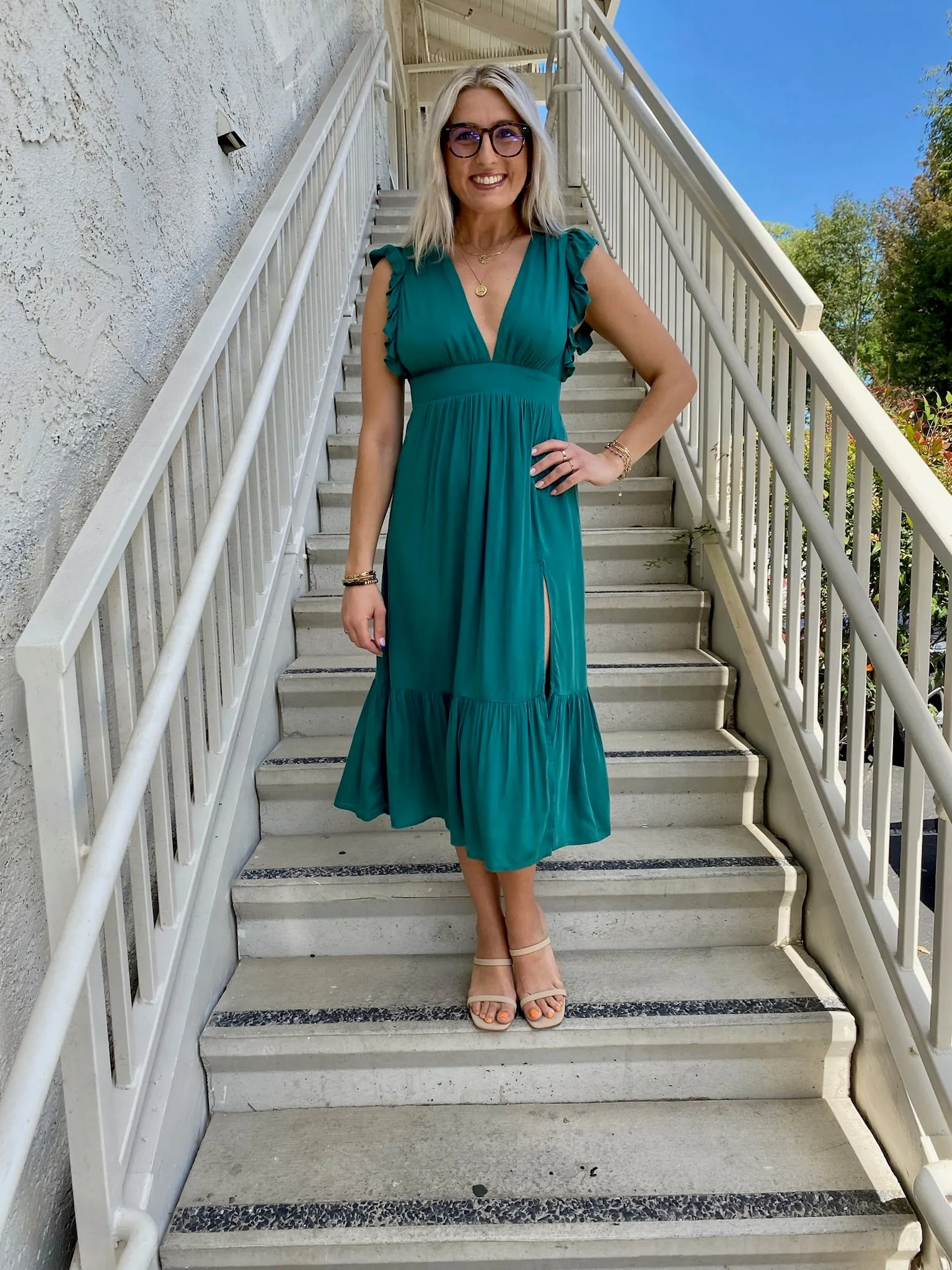 Alora Midi Dress in Green