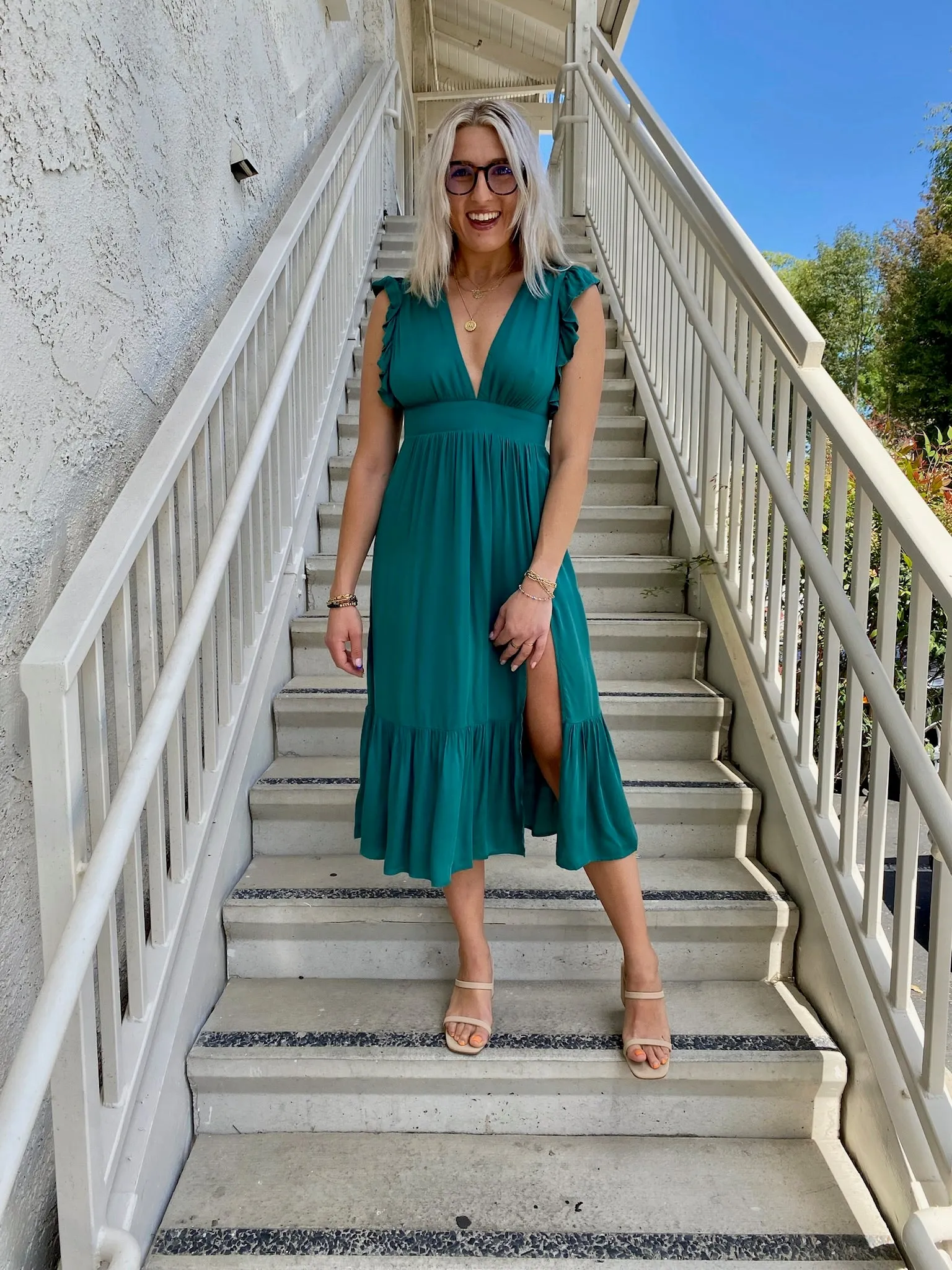 Alora Midi Dress in Green