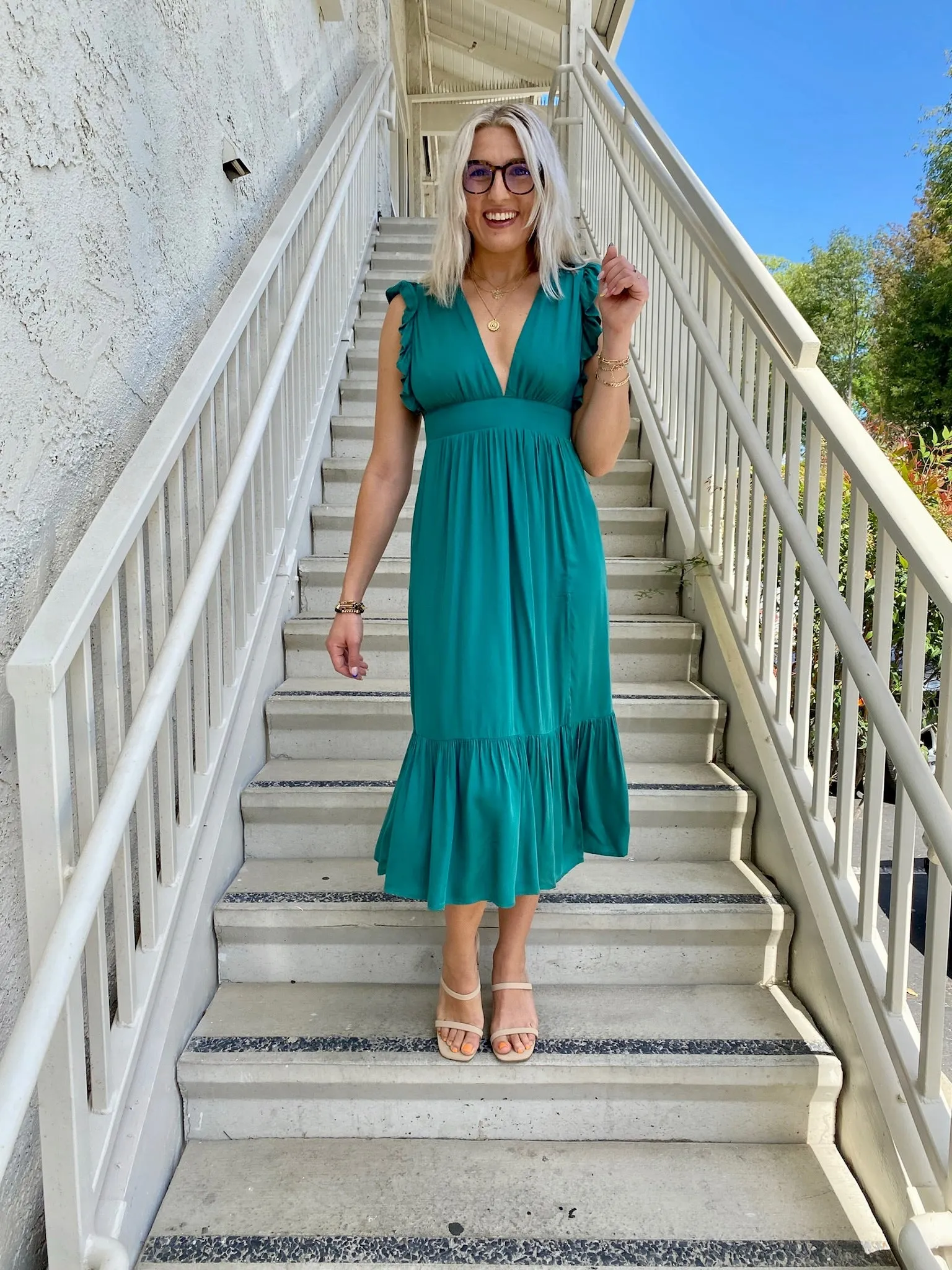 Alora Midi Dress in Green