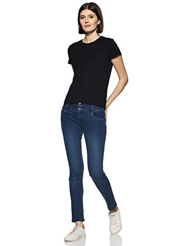Amazon Brand - Symbol Women's Solid Regular Fit Half Sleeve T-Shirt (SYMAW19RN1_Lt Grey Melange & Black_M) (Combo Pack of 2)