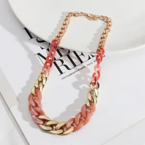 Amber Resin & 18K Gold-Plated Chain Link Necklace