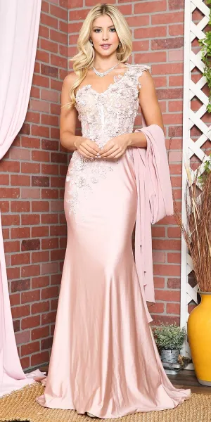 Amelia Couture 388 Long One Shoulder Draping Cape Bustier Bodice Dress