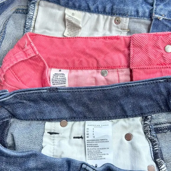 American Eagle midi shorts bundle, raw hem and distressing