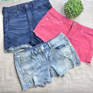 American Eagle midi shorts bundle, raw hem and distressing