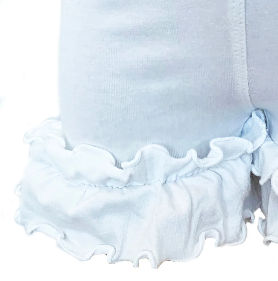 AnnLoren Girls White Knit Ruffle Shorts 4/5T-7/8