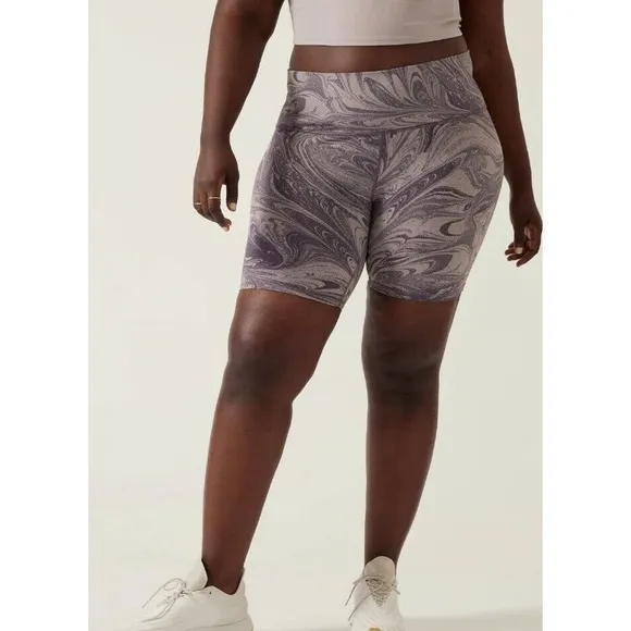 Athleta NEW Women's Active Shorts Biker Gray Marble Size 3x 7-in Inseam NWT