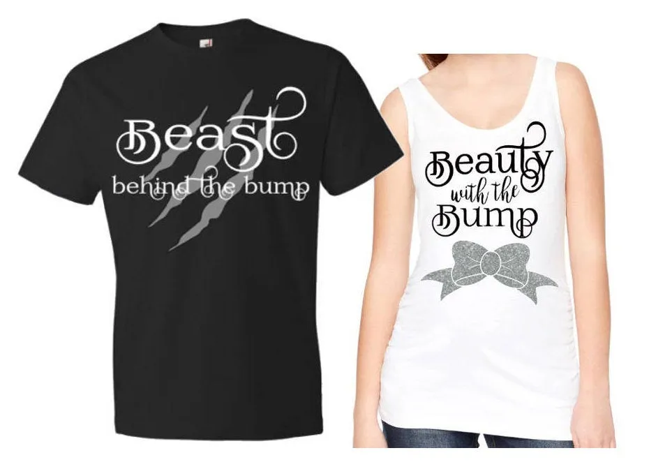 Beauty with the Bump | Beast behind the bump | matching Shirt | Couple Shirts | Baby Shirts