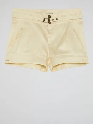 Beige Belted Mini Shorts