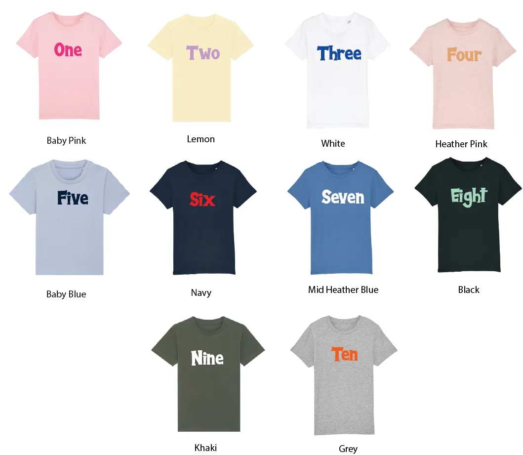 Birthday Boy Milestone Number T-shirt Ages THREE - THIRTEEN