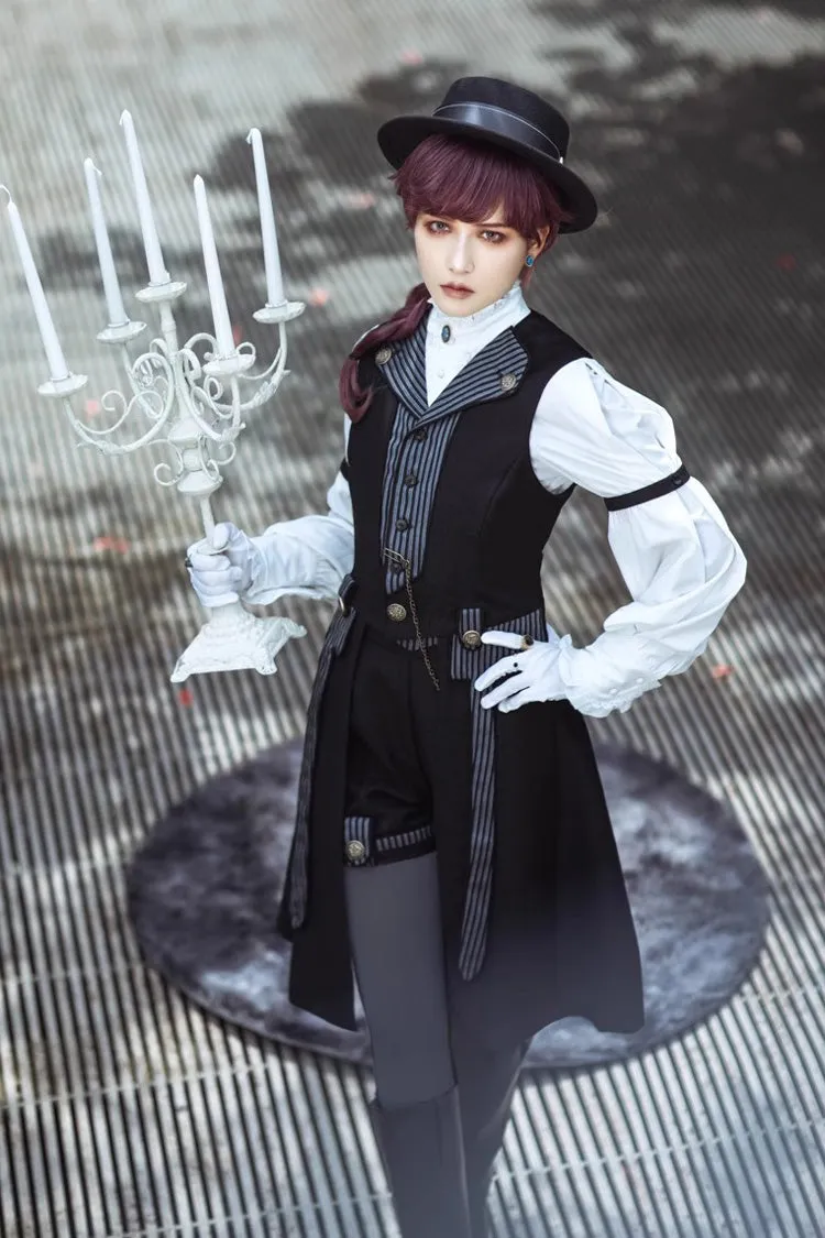 Black Eternal Dawn Retro Elegant Handsome Neutral Prince Gothic Ouji Shorts