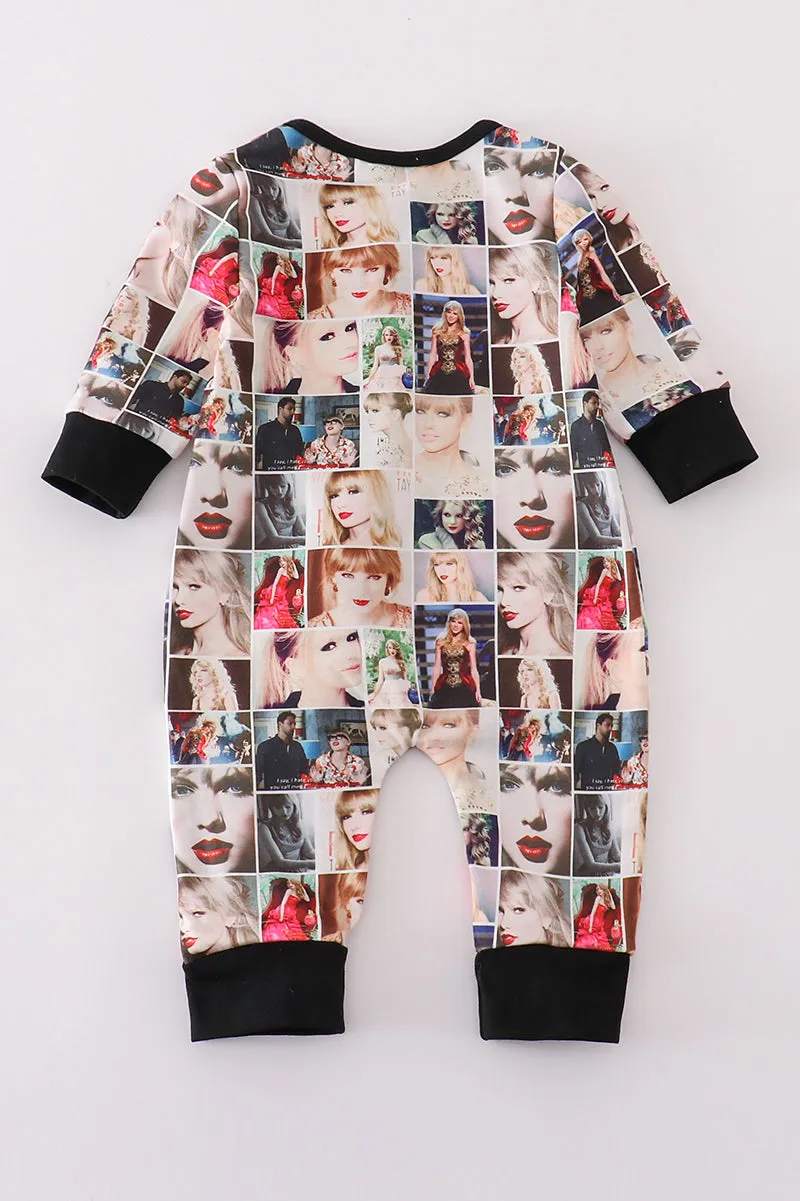 Black Music Fan Zipper Girl Romper