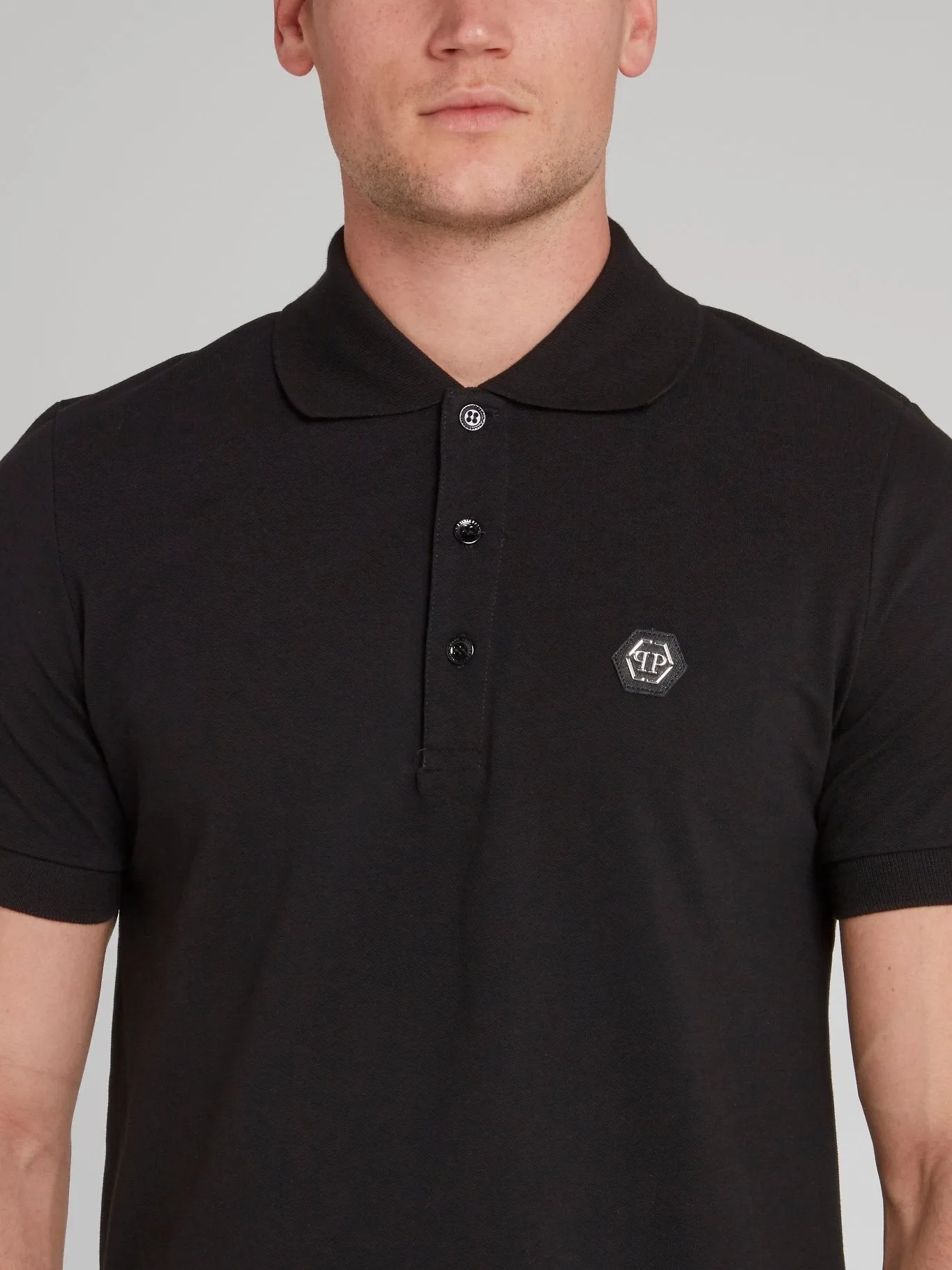 Black Rear Skull Printed Polo Shirt