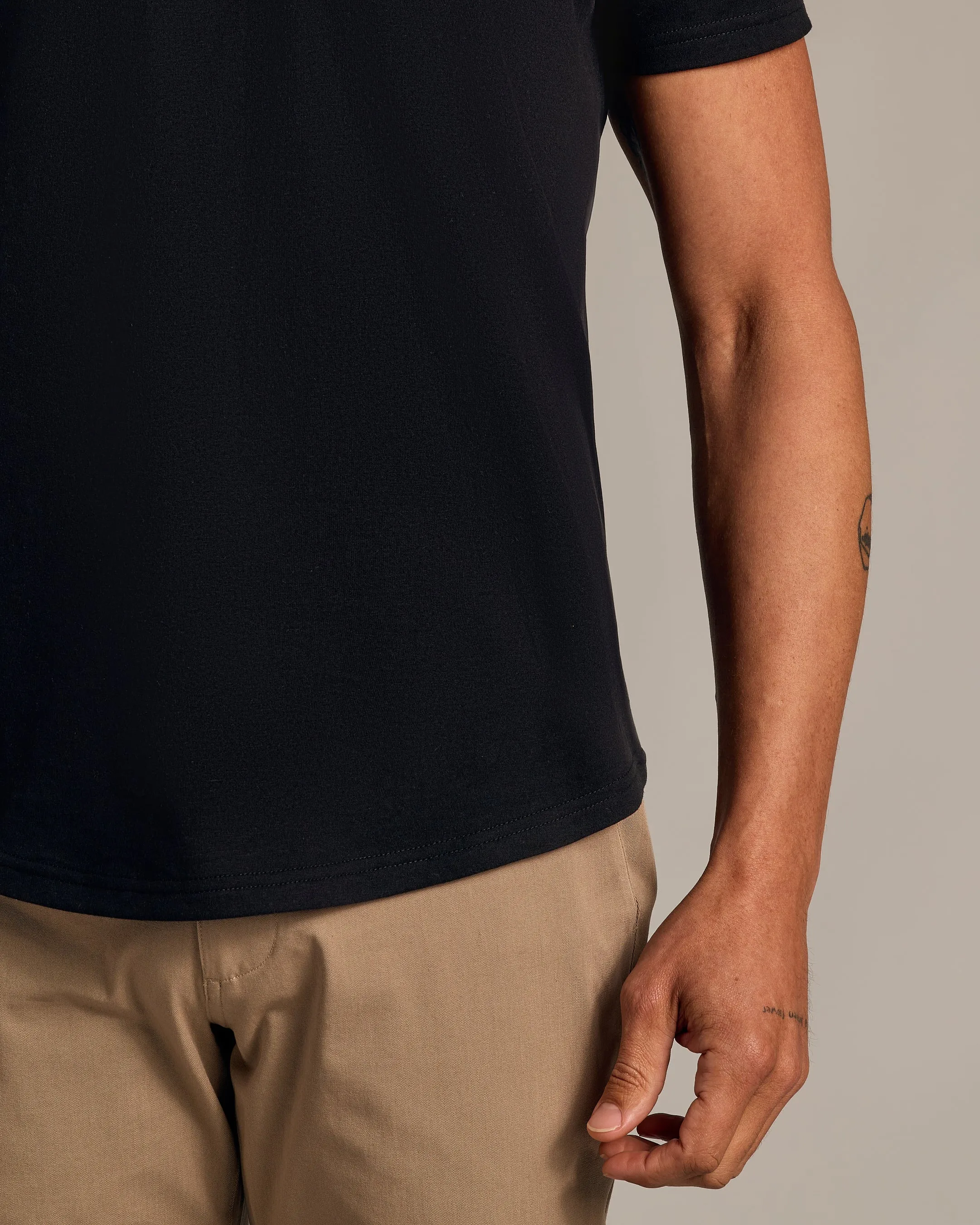 Black Short Sleeve Curved Hem Crew 3-Pack