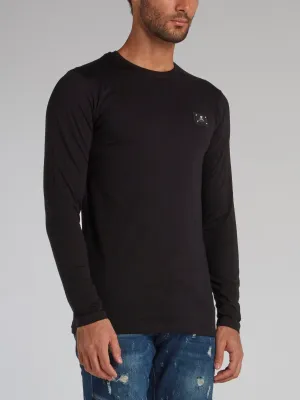 Black Skull Patch Long Sleeve T-Shirt