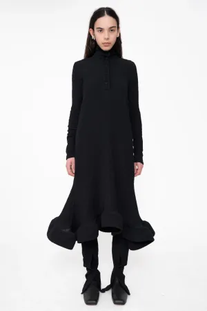BLACK SOFT RUFFLE DRESS