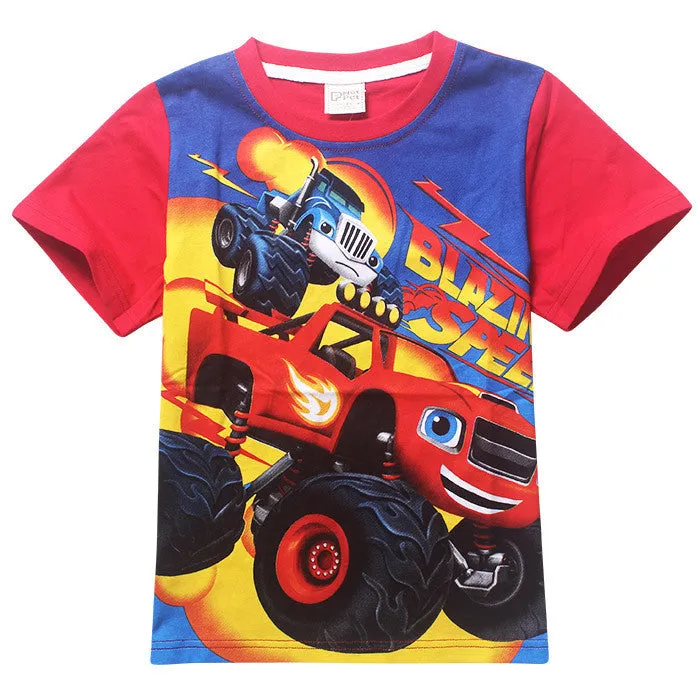 Blaze Monster Machines summer children baby kids boys girls t shirt cotton short sleeve t shirts children kids boys t shirts