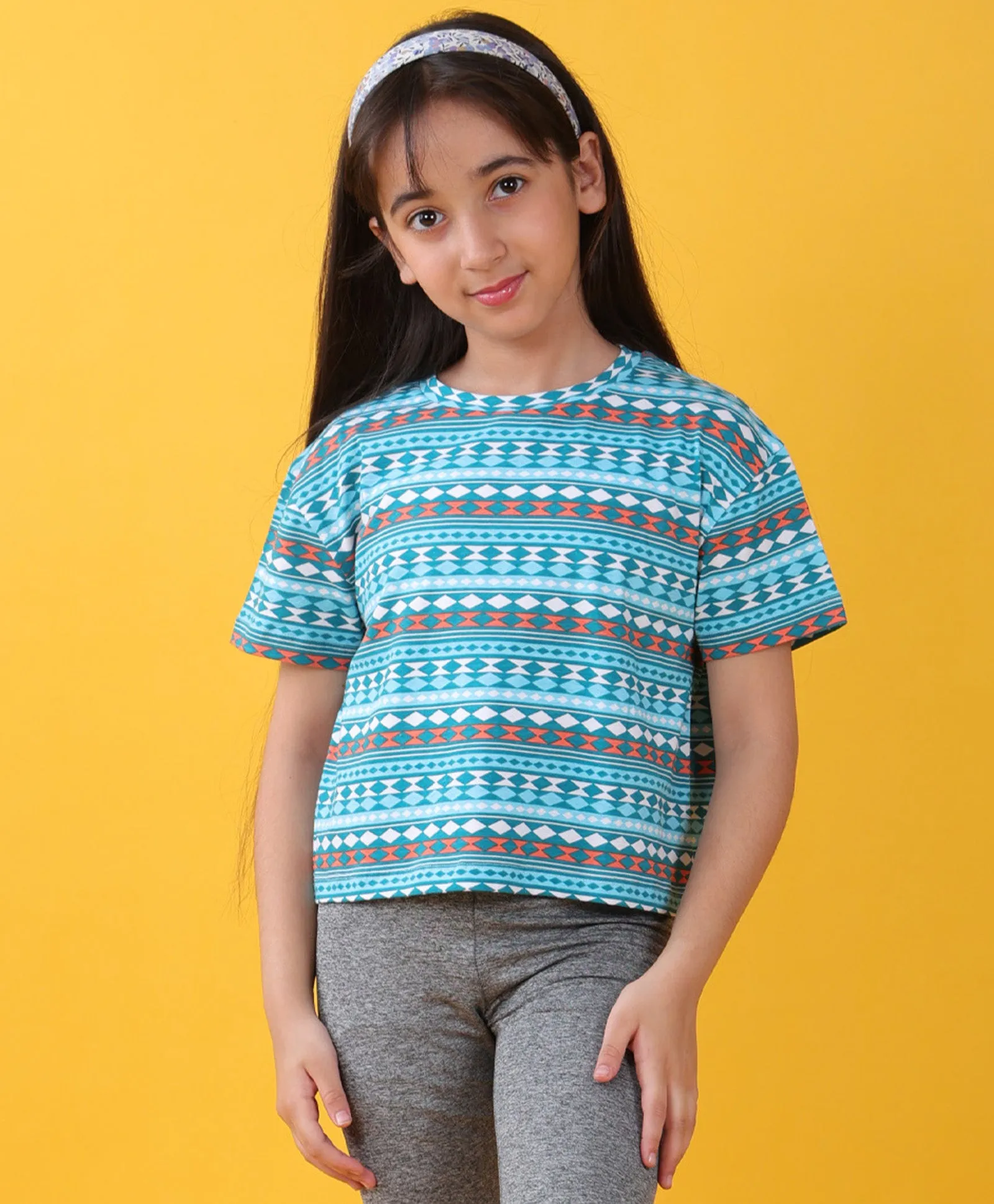 BLUE GREEN SUMMER GIRLS T-SHIRT - BLUE