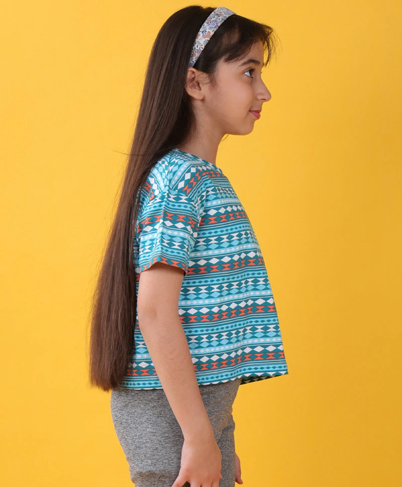BLUE GREEN SUMMER GIRLS T-SHIRT - BLUE